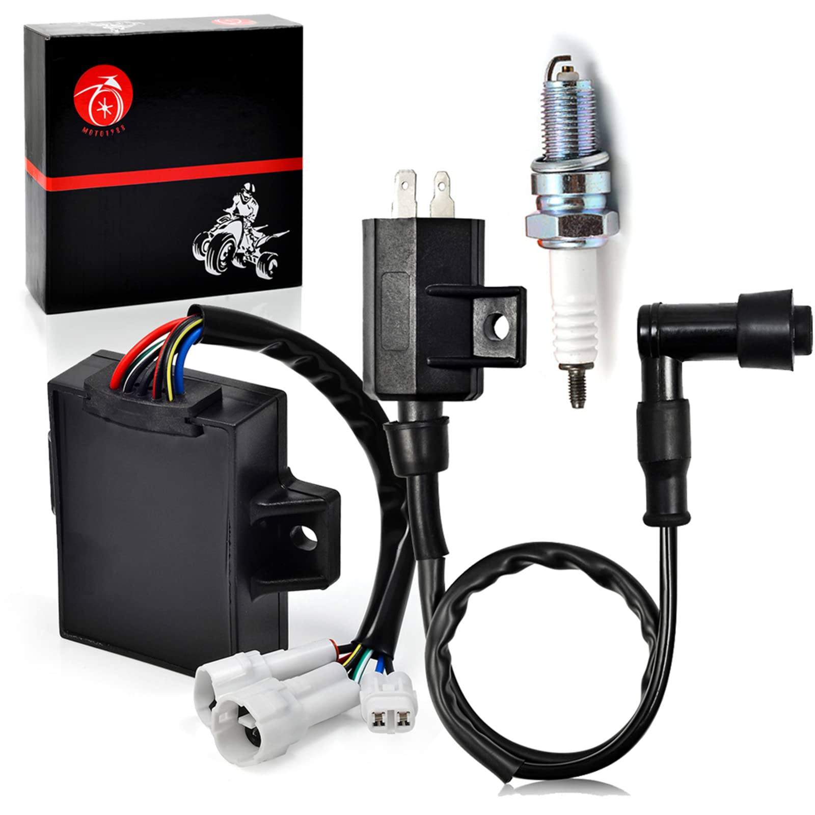 Cdi Box Ignition Coil Spark Plug Compatible With Kawasaki Bayou 220 1988 1989 1990 1991 1992 1993 1994 1995 21119-1226 21121-116
