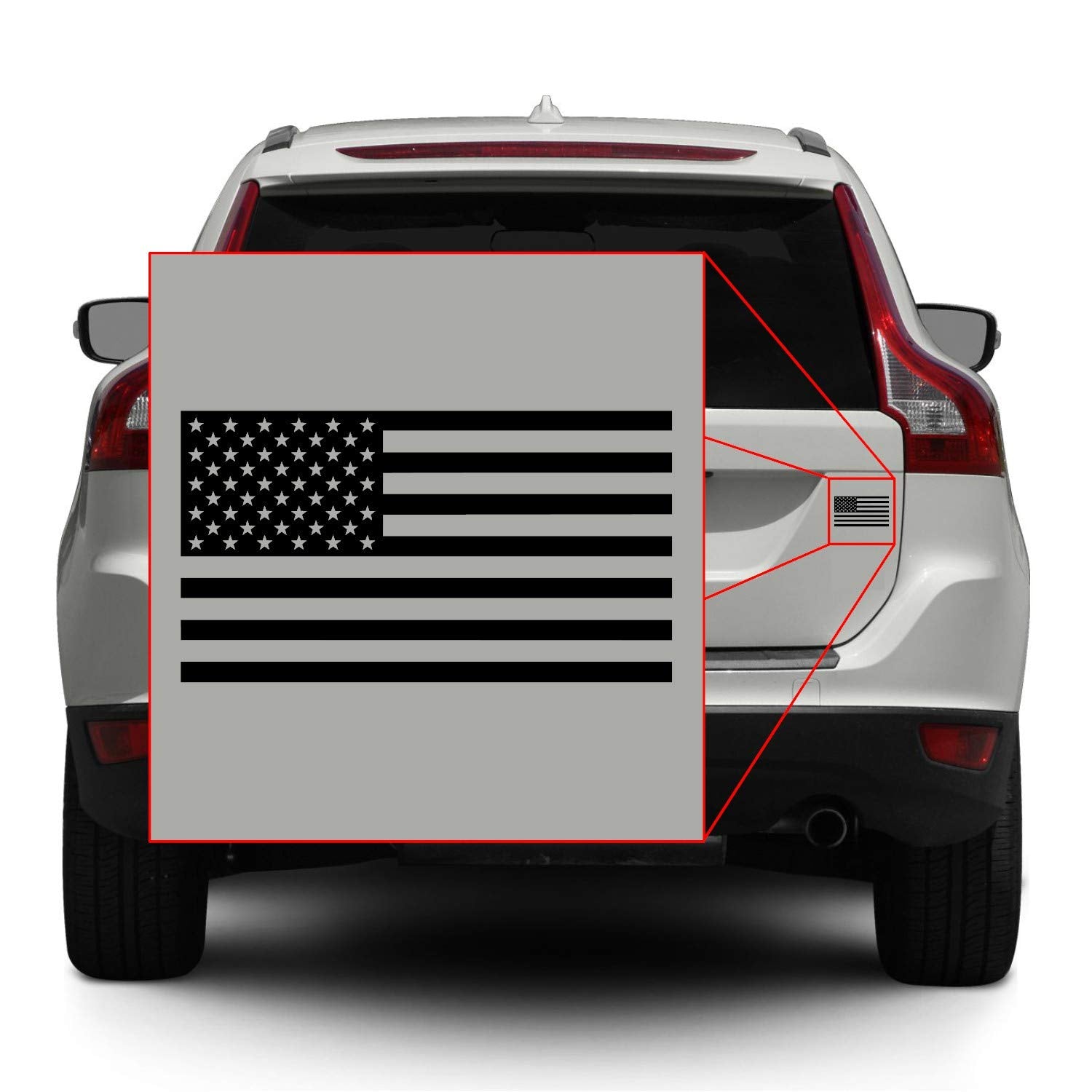 American Us Flag [Pick Color/Size] Vinyl Decal Sticker For Laptop/Car/Truck/Window/Bumper (3.5In X 2In, Gloss Black)