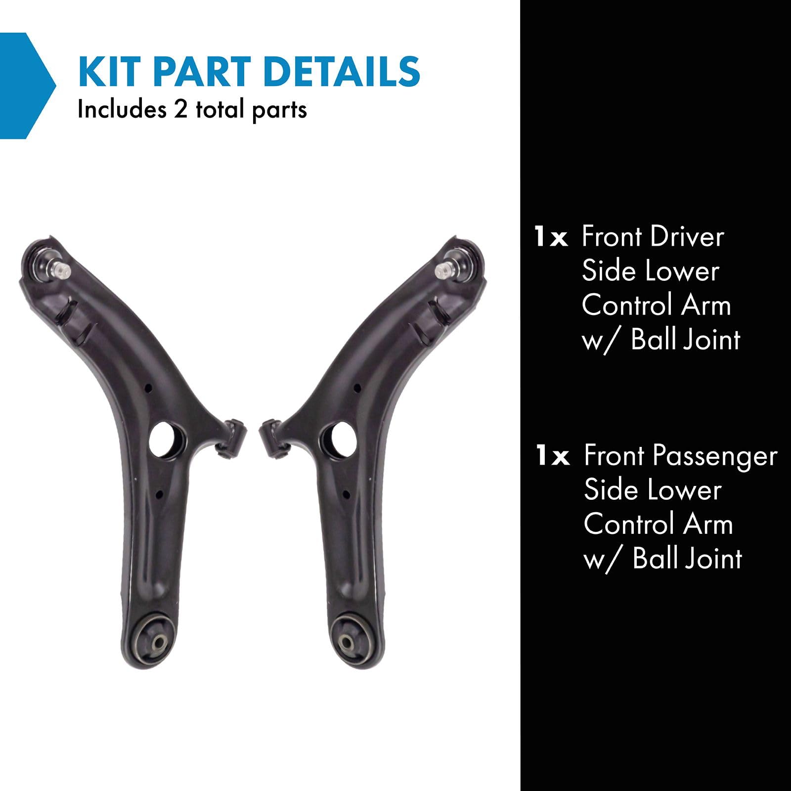 Trq Front Lower Control Arm With Ball Joint Set Compatible With 2010-2013 Kia Soul