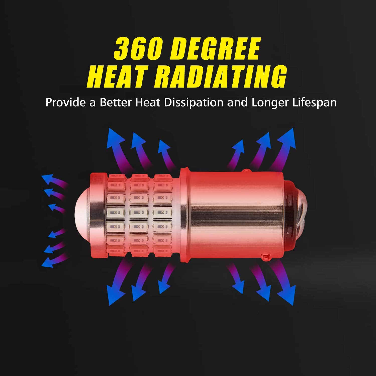 Auxlight 2057 1157 2357 7528 2057A 1157A 2357A Led Bulbs Brilliant Red, Ultra Bright 57-Smd Led Replacement For Brake/Tail Lights, Blinker Lights, Turn Signal/Parking Or Running Lights (Pack Of 2)