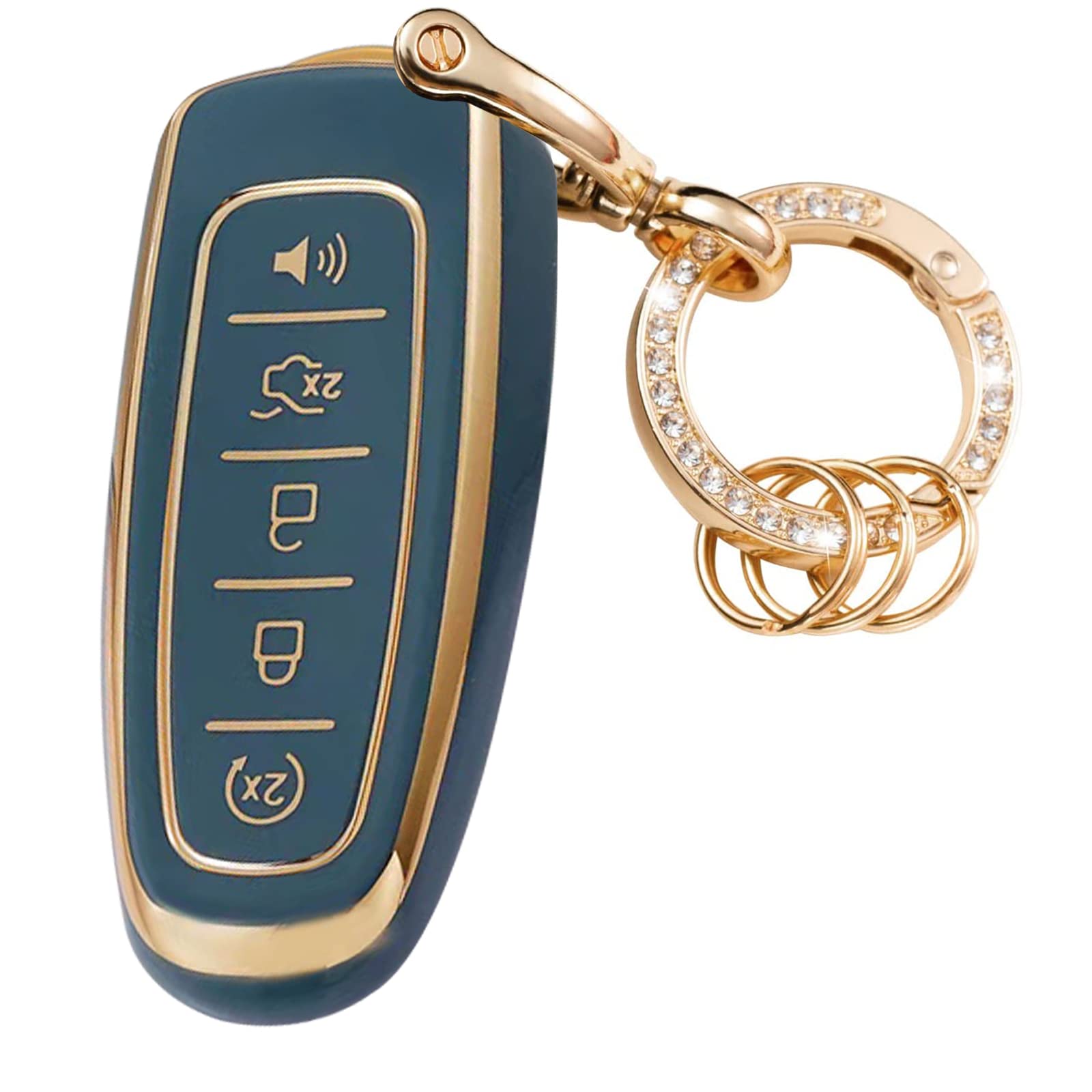 Wsauto Key Fob Cover With Metal Keychain Compatible With With Ford C-Max Edge Escape Expedition Explorer Flex Focus Taurus Linco