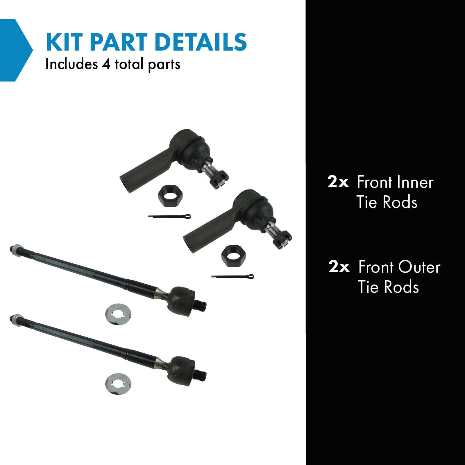 Trq Front Tie Rod Set Compatible With 2003-2006 Pontiac Vibe Toyota Matrix