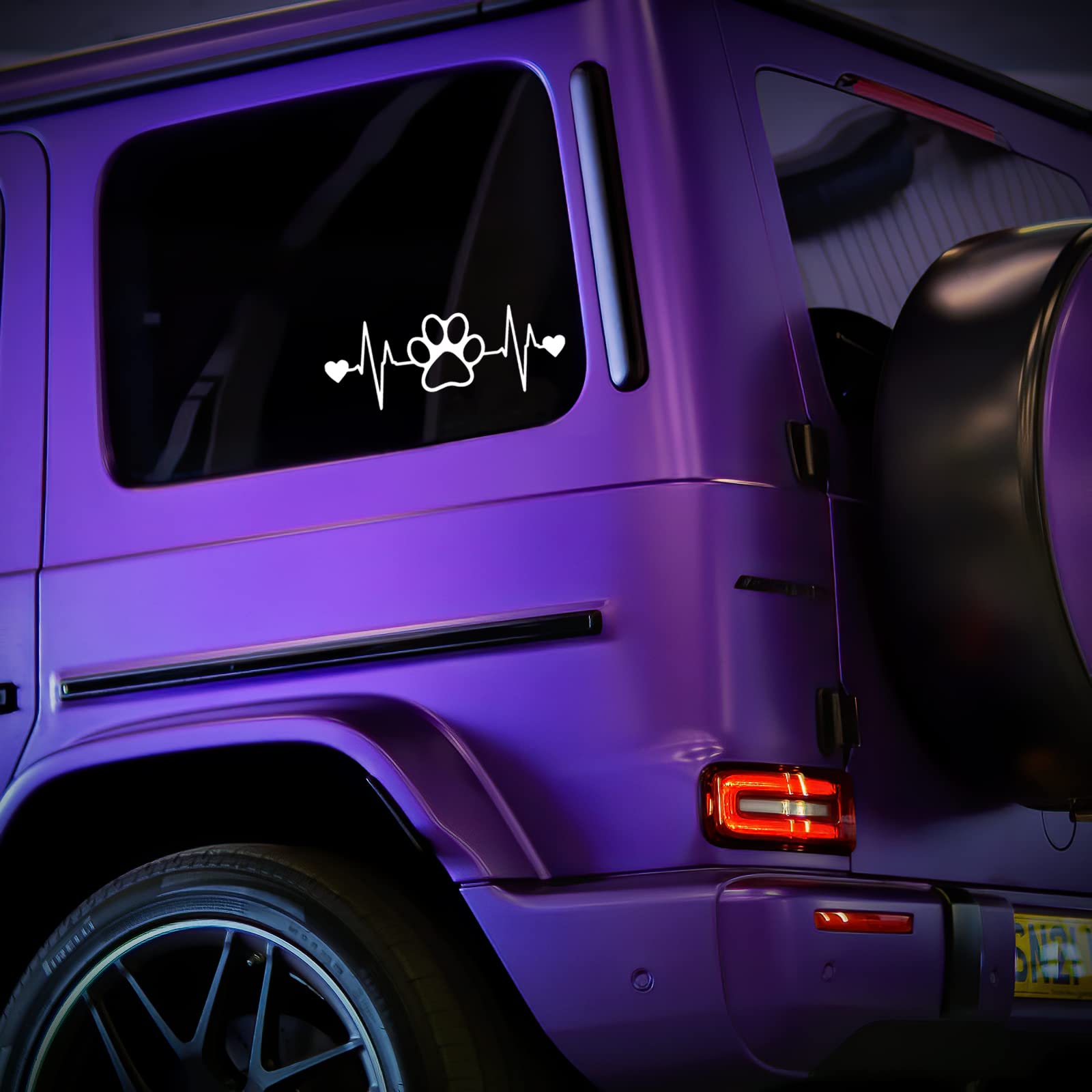 Dog Paw Heartbeat Decal Vinyl Sticker Auto Car Truck Wall Laptop | White| 7.5'' x 2''