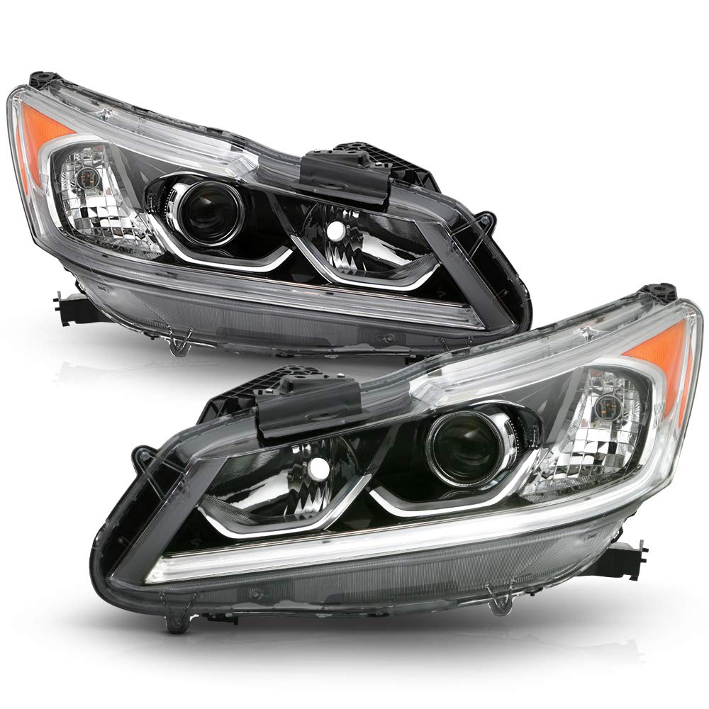 Acanii - For 2016-2017 Honda Accord Ex Ex-L Sport Led Drl Projector Headlights Headlamps Assembly Set Driver & Passenger