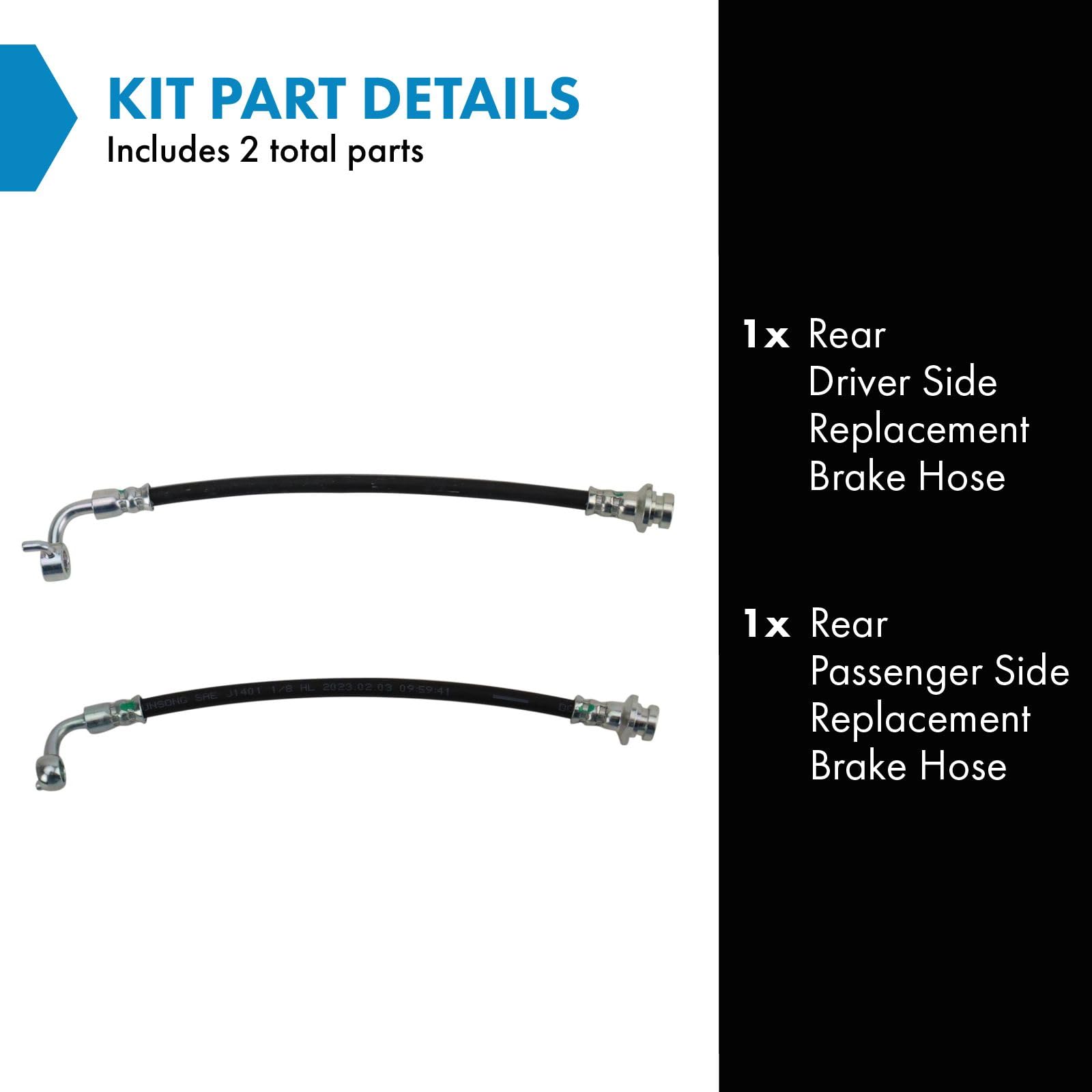 Trq Rear Brake Hose Set Compatible With 2011-2012 Infiniti G25 2007 G35 2008-2012 G37 2006-2010 M35 M45 2015 Q40 2014-2015 Q60