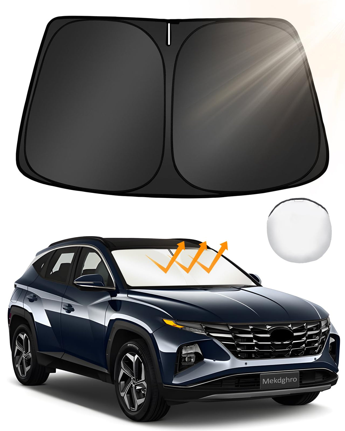 Mekdghro Custom Fit Windshield Sun Shade for H-yun-dai Tucson 2022-2025, Foldable, Easy to Install & Store, Full Coverage, 210T 