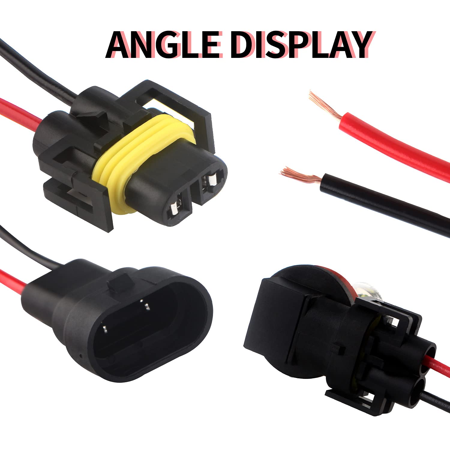 H8 H11 880 881 Male Socket Adapter Connector Wiring Harness&Female Adapter Wiring Harness Sockets Wire Compatible With Headlight