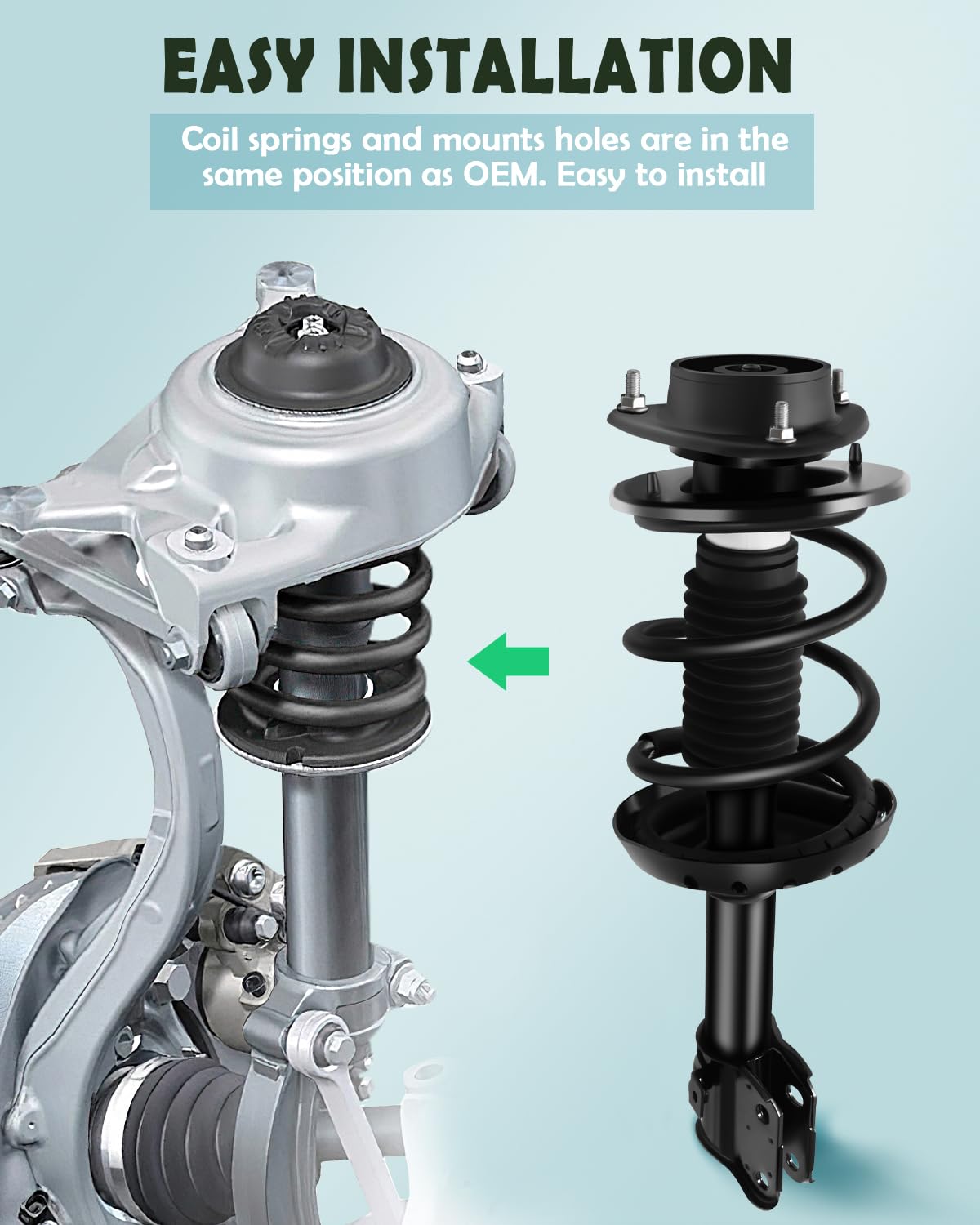 Scitoo 2Pcs Front Complete Struts Spring Assembly Shock Absorber Fits For 2005 2006 2007 2008 2009 For Subaru Outback With 17256