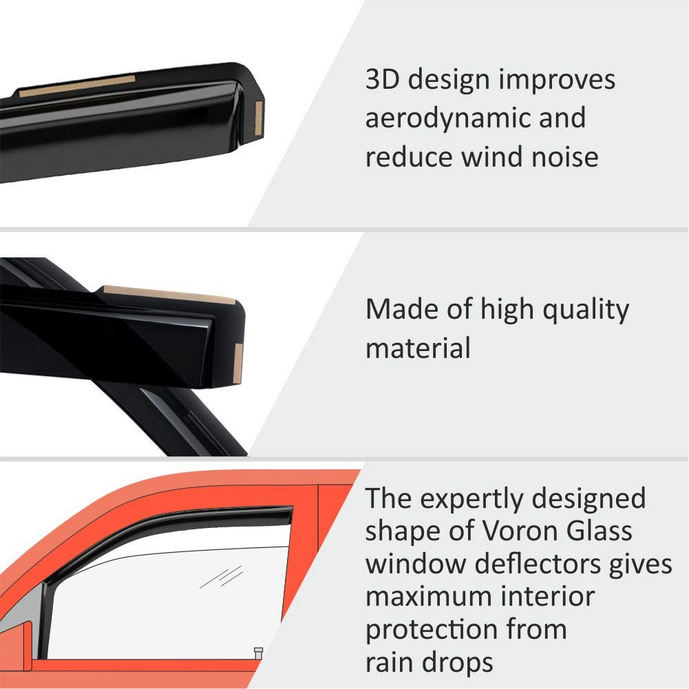 Voron Glass Rain Guards for Toyota Sequoia 2023-2025, Polycarbonate Window Deflectors, 4 Pieces, Model 200556, Extra Durable