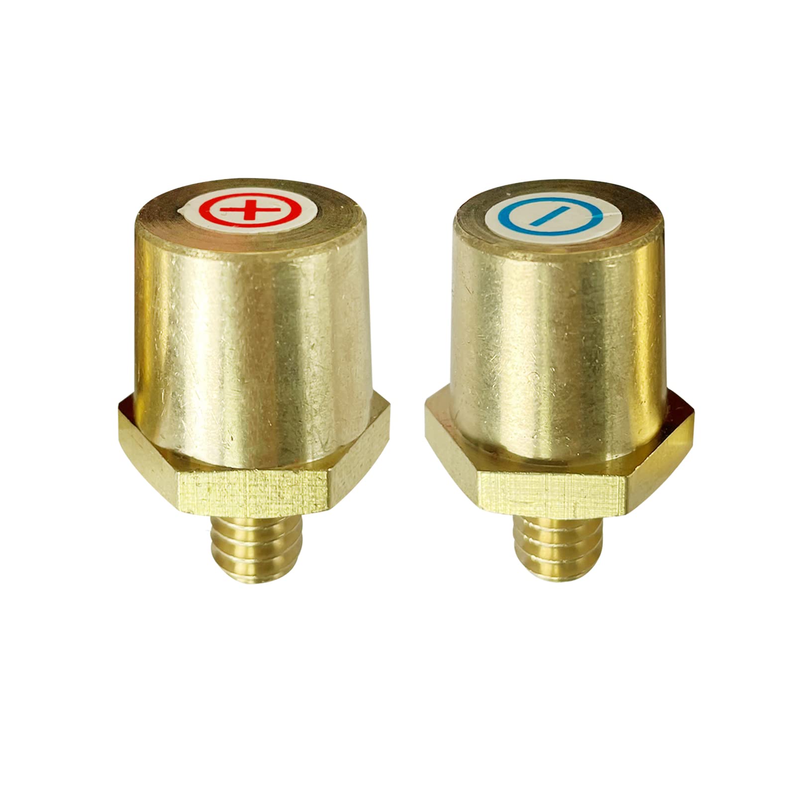 Ampper M8 Thread Male Brass Battery Terminal Charging Posts, M8 Battery Post Adapter (+/-) For Extension, Pack Of 2