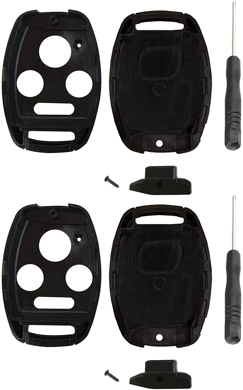 No Cut Key Fob Case Shell For Honda Accord Civic Pilot Cr-V Remote (Pack Of 2)