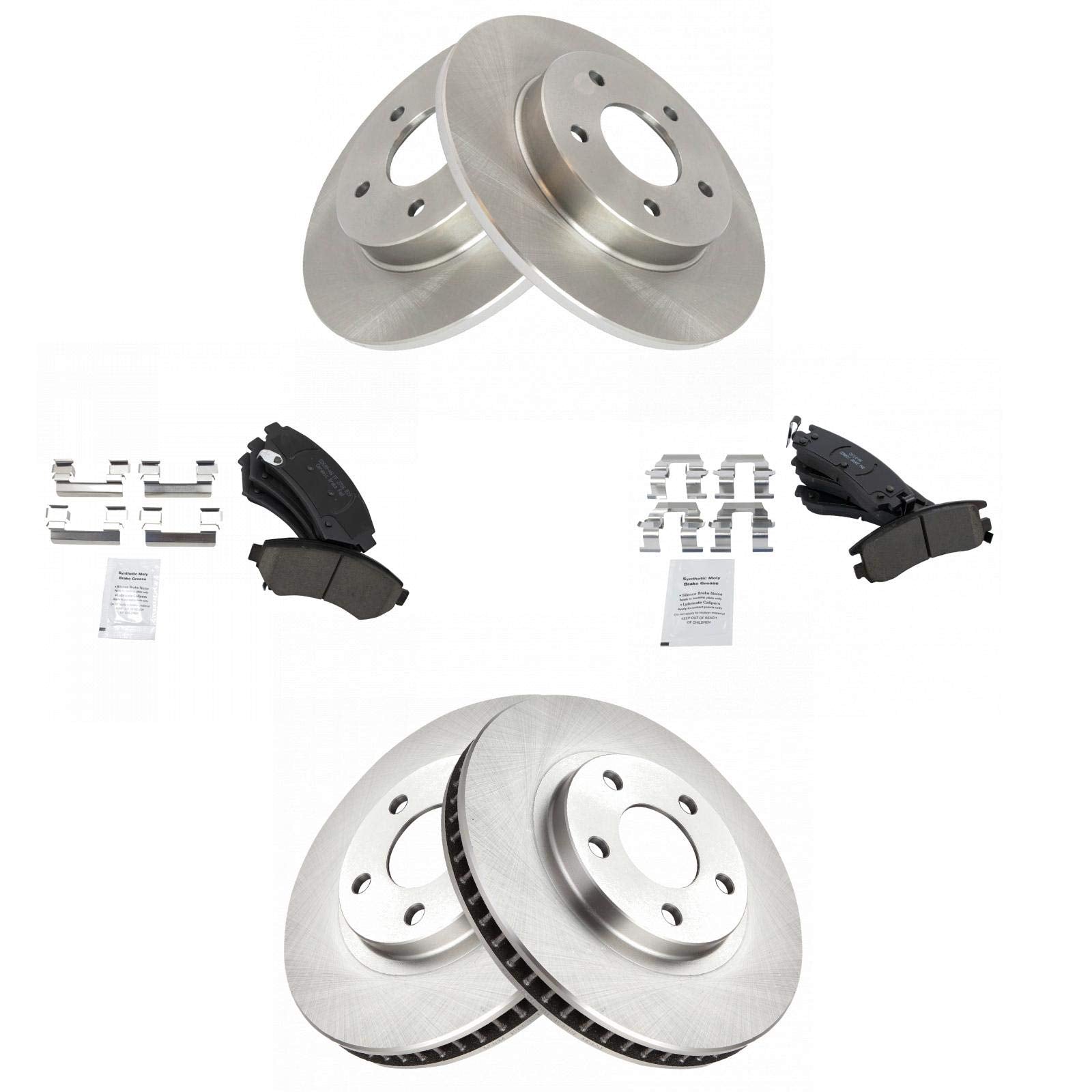 Trq Front & Rear Brake Pad & Rotor Kit Ceramic Compatible With 1997-1999 Buick Park Avenue 1997-1998 Riviera Cadillac Deville 19