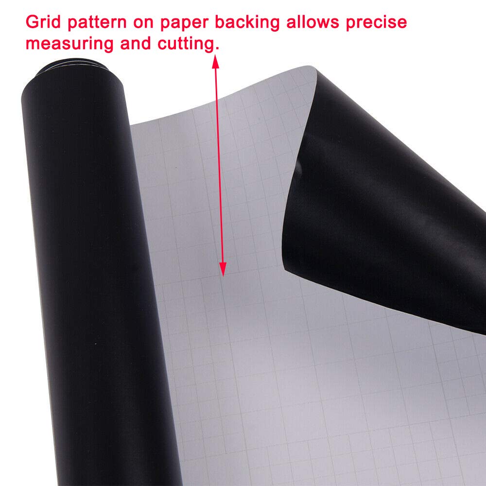 Lzlrun Matte Black Vinyl Wrap Self Adhesive Air Release Bubble - Outdoor Rated For Automotive Use - 12' X 60' Knife + Hand Tool (1Ft X 5Ft)