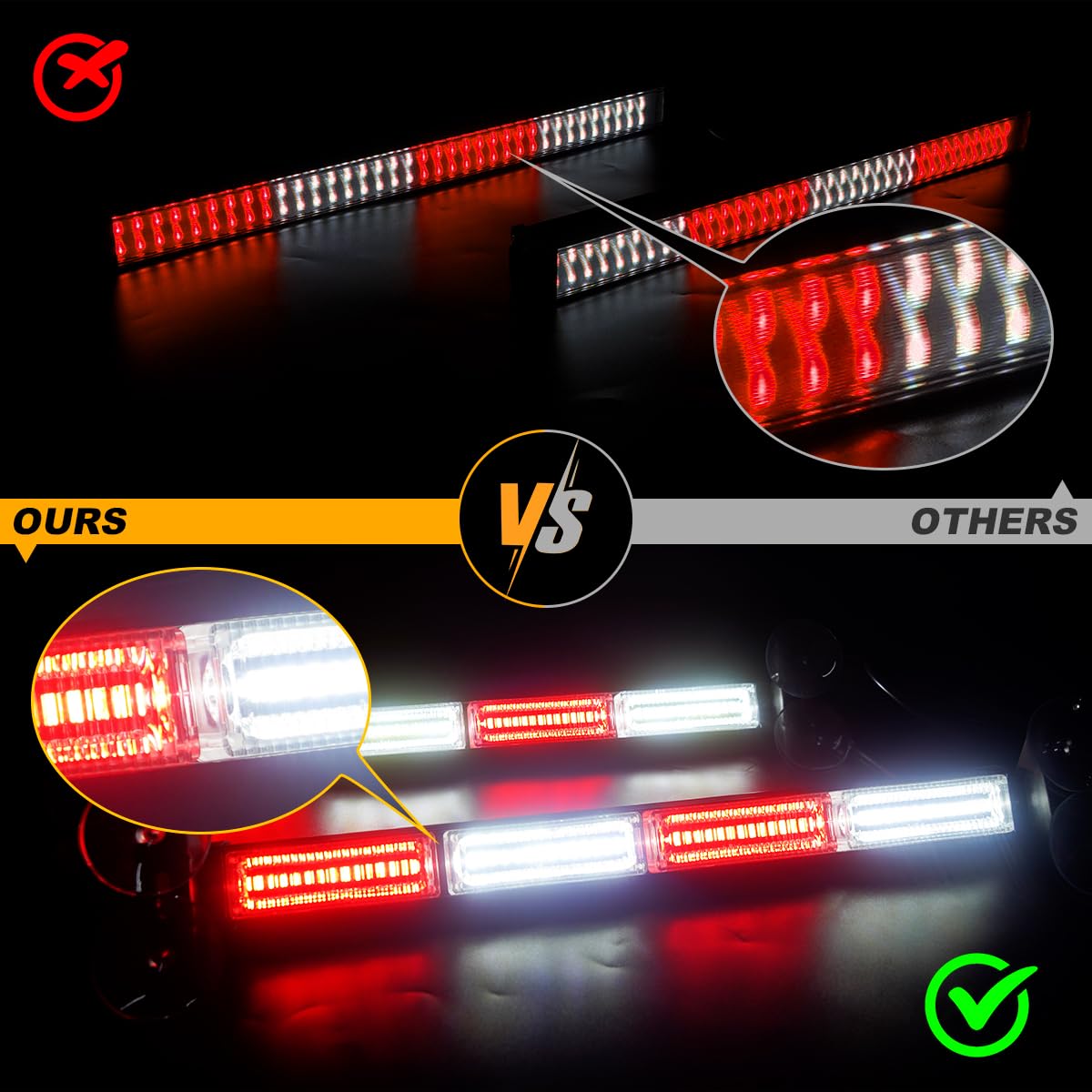 Lrter 2 In 1 Traffic Advisor Light Bar Strobe Flash Light Windshield Led Emergency Strobe Visor Safety Warning Hazard Flashing L