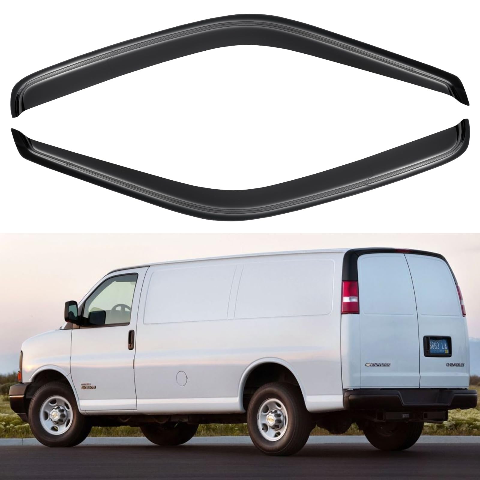 Window Visors Rain Guards Shield for 1996-2025 Chevy Express Van, Out-Channel Window Vent Wind Deflectors Visors Shades for 96-2