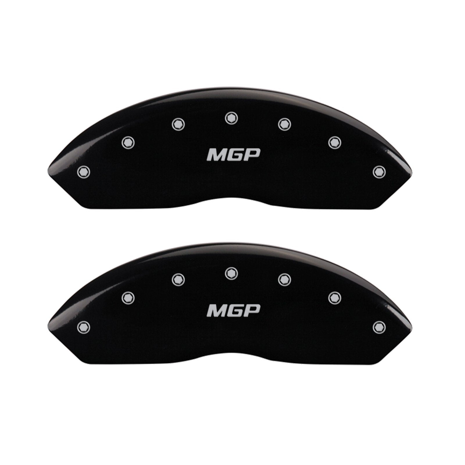 Mgp Caliper Covers 42014Smgpbk Black Powder Coat Finish Front And Rear Caliper Cover, Set Of 4 (Mgp Silver Characters, Engraved)