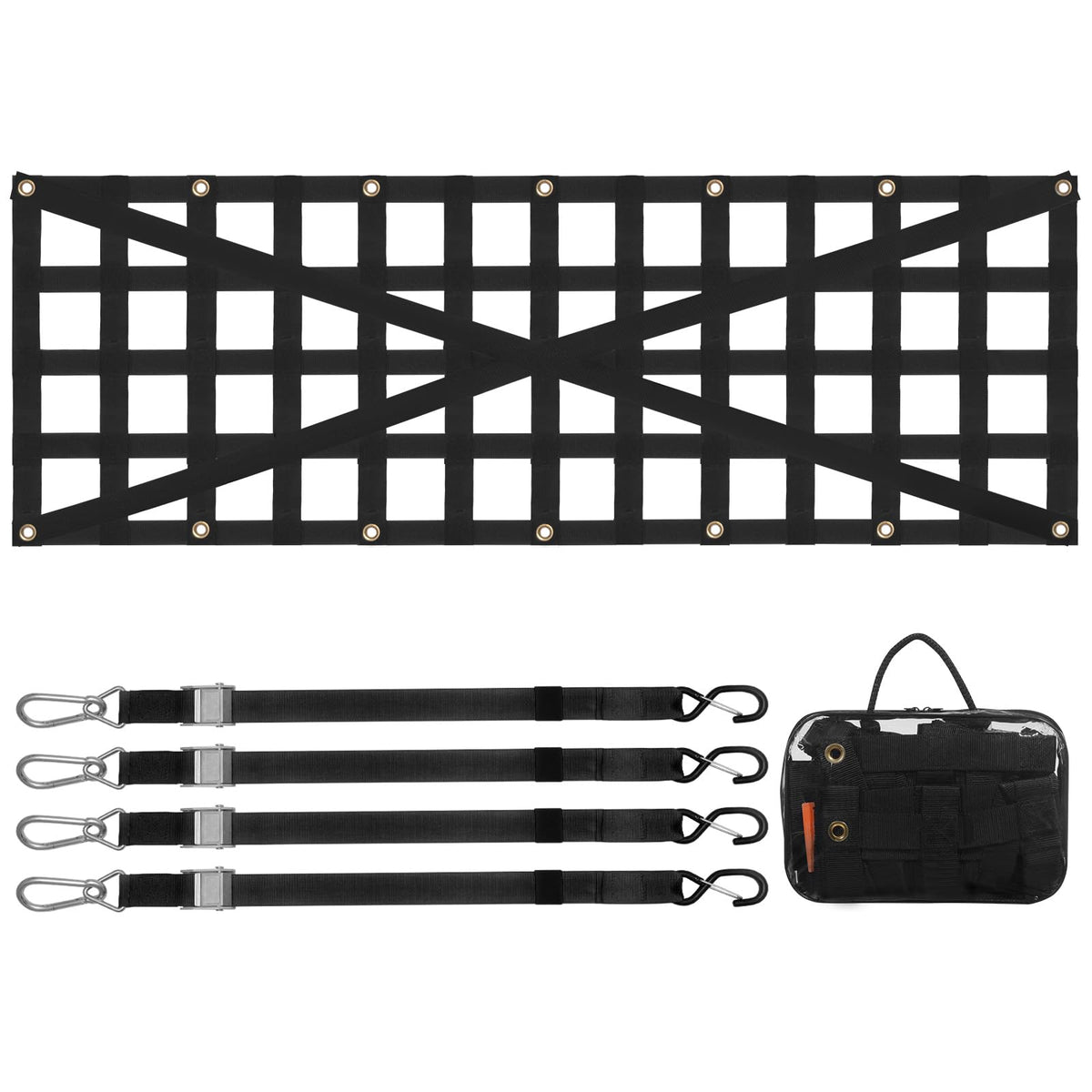 VEVOR Tailgate Net for Truck Bed, 54 in x 18 in, Cargo Net Durable with 4 Adjustable Buckle Straps, Cross-Reinforced Design, Ext