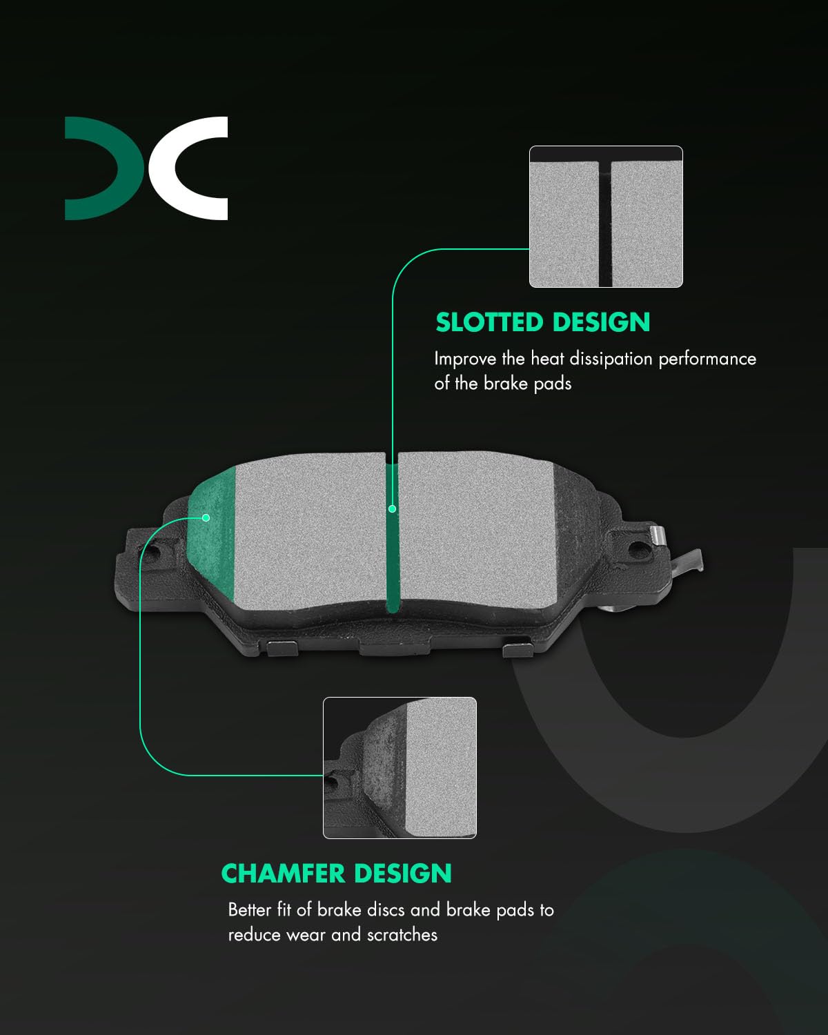 Scitoo Front Rear Disc Brake Pad Set 8Pcs W/Hardware Fit For Mazda For Cx-5 2016 2017 2018 2019 2020 2021
