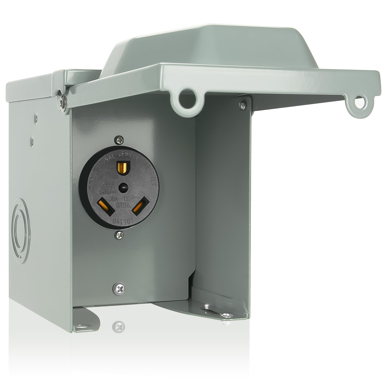 Bebobly 30 Amp Rv Power Outlet Box, 125 Volt Nema Tt-30R Receptacle, Lockable Enclosed Outdoor Plug, Electrical Receptacle Panel