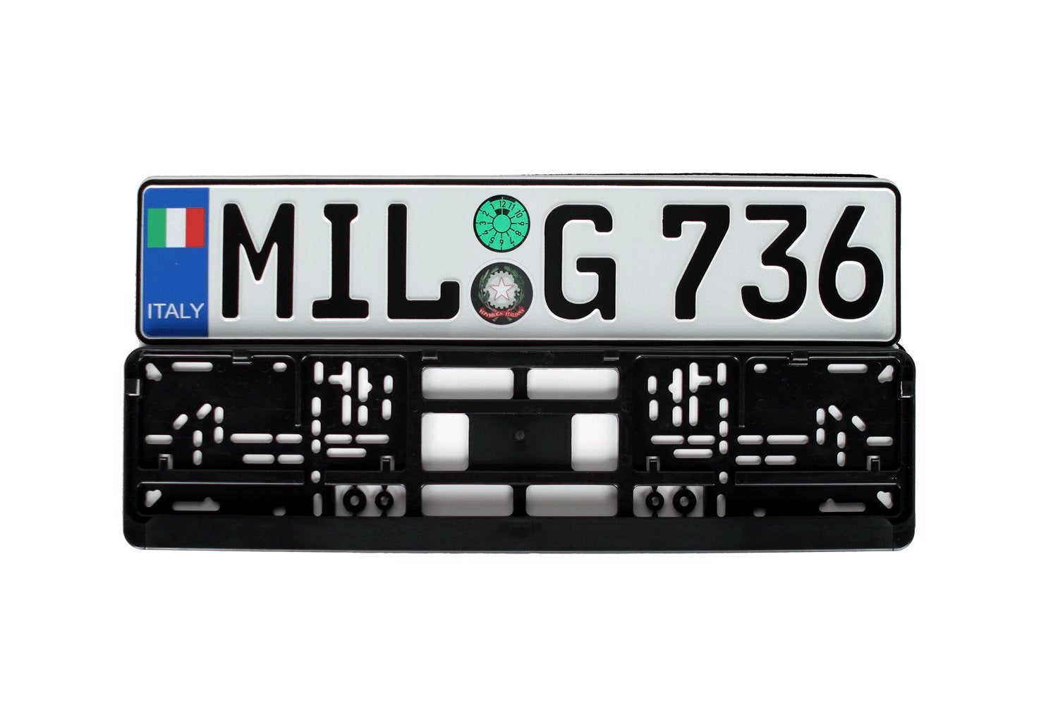European License Plates Italy Flag Euro Style Plate And Frame Package - Plate, Frame & Mounting Screws