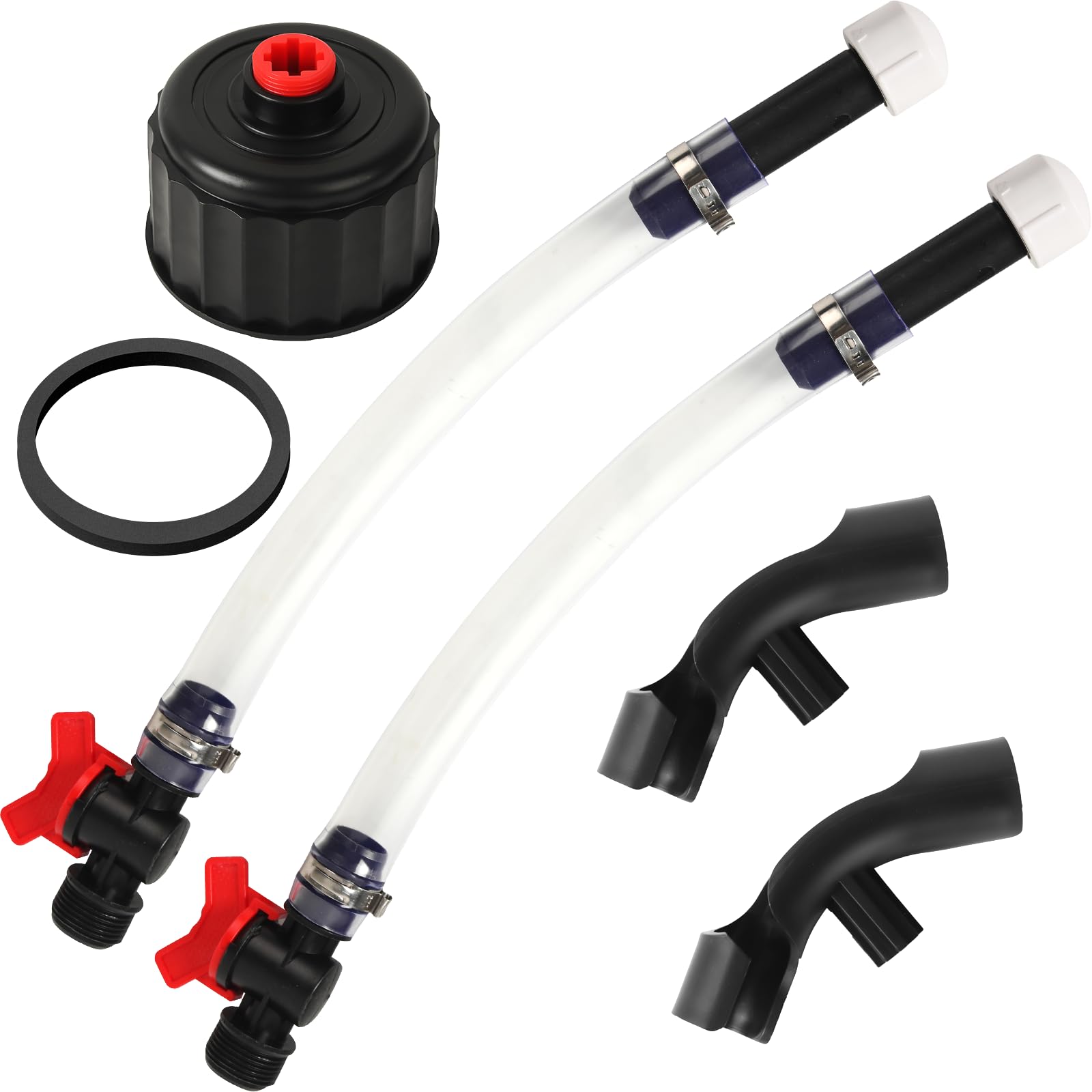 Calvana Fuel Jug Hose 3044 Replacement Kit with 2 Fuel Hoses with Valve, 2 X-Shaped Hose Benders, Tank Cap Plug, Compatible with