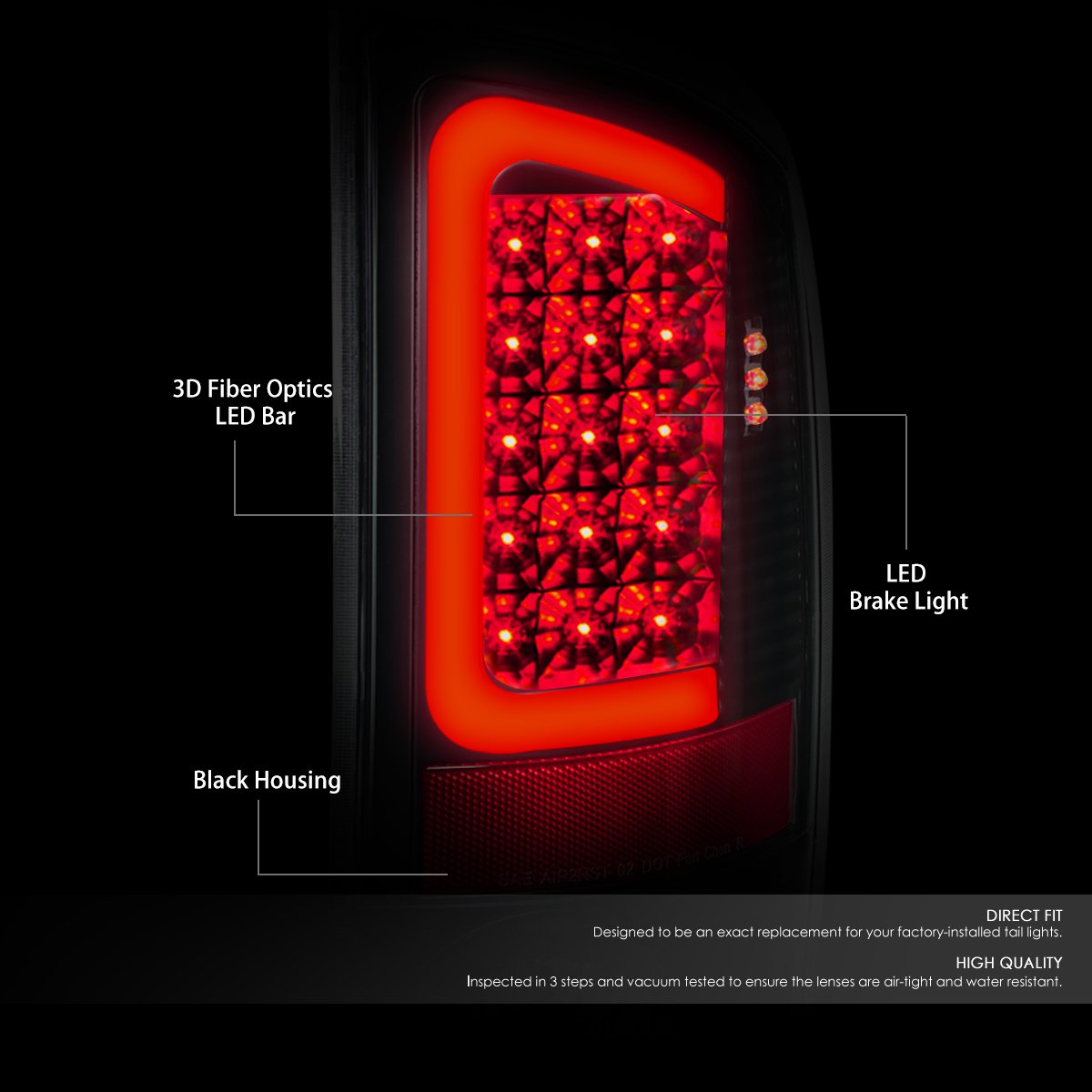 DNA MOTORING TL-DRAM07-LED-RD3D-BK-CL LED 3D Tail Light Assembly Driver & Passenger Side [Compatible with 07-08 Ram 1500 2500 3500]