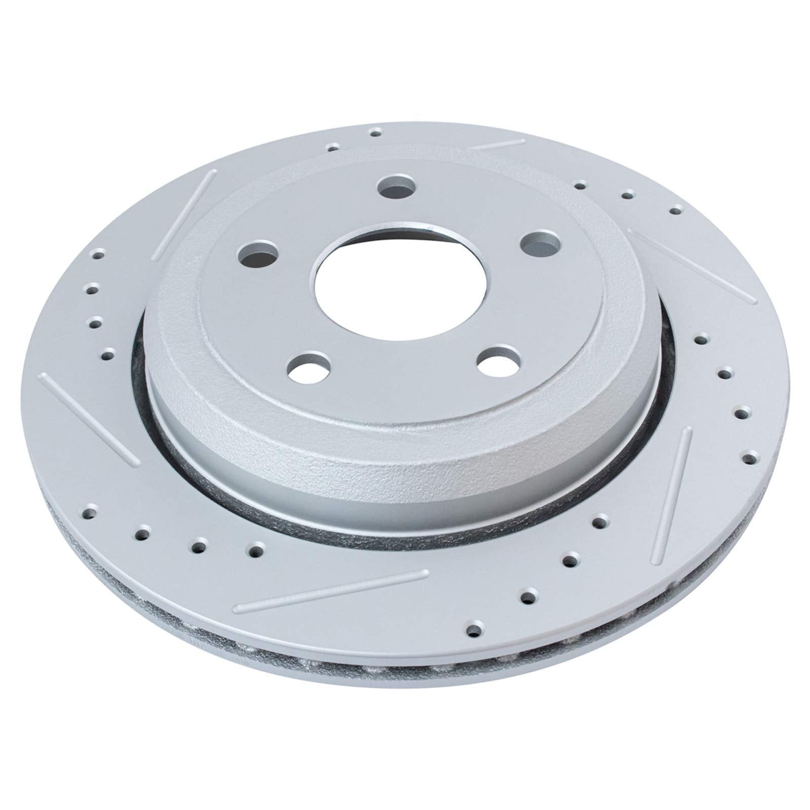 Trq Rear Performance Brake Rotors Set Vented Premium G-Coated Cross Drilled & Slotted Compatible With 2011-2021 Dodge Durango Je