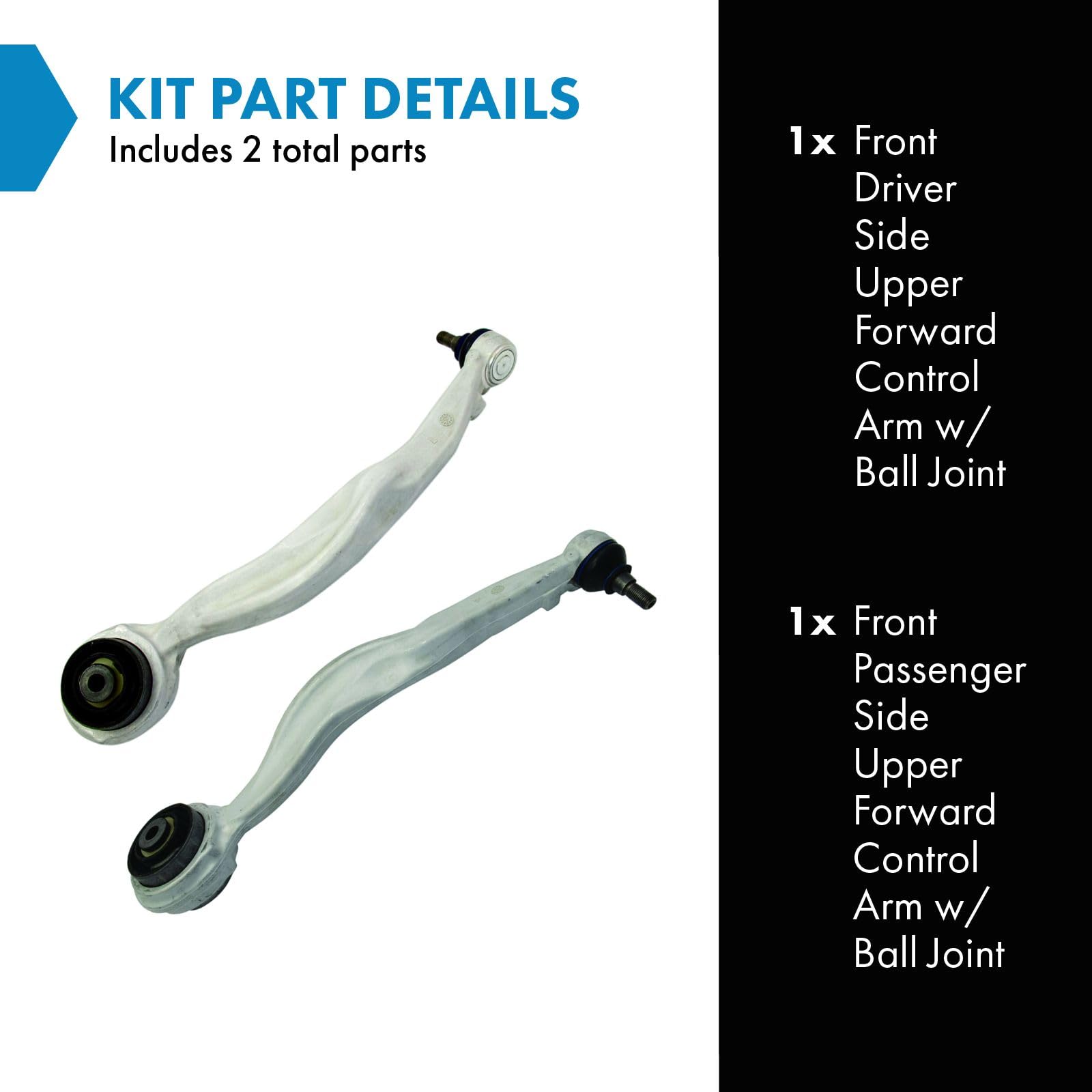 Trq Front Upper Control Arm With Ball Joint Set Compatible With 10-18 Mercedes-Benz