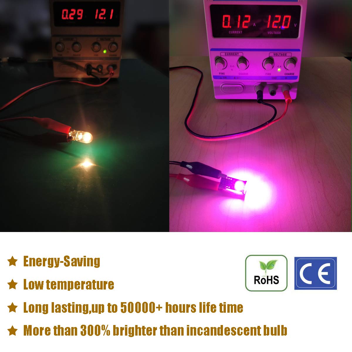 Ibrightstar Newest Extremely Bright Wedge T10 168 194 Led Bulbs For Car Interior Dome Map Door Courtesy License Plate Lights, Pu