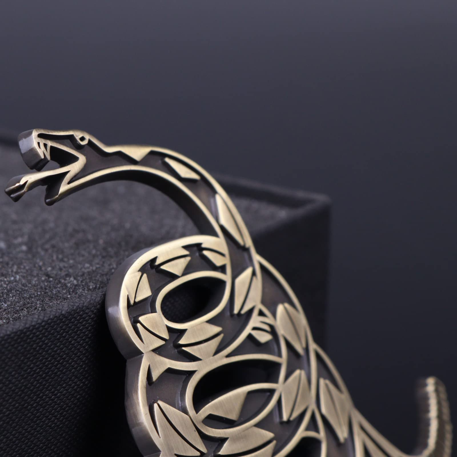 Dont Tread on Me Metal Car Sticker, Gadsden Flag Auto Emblem, 3D Snake Decal for Automotive, Truck, Motorcycle (Bronze)