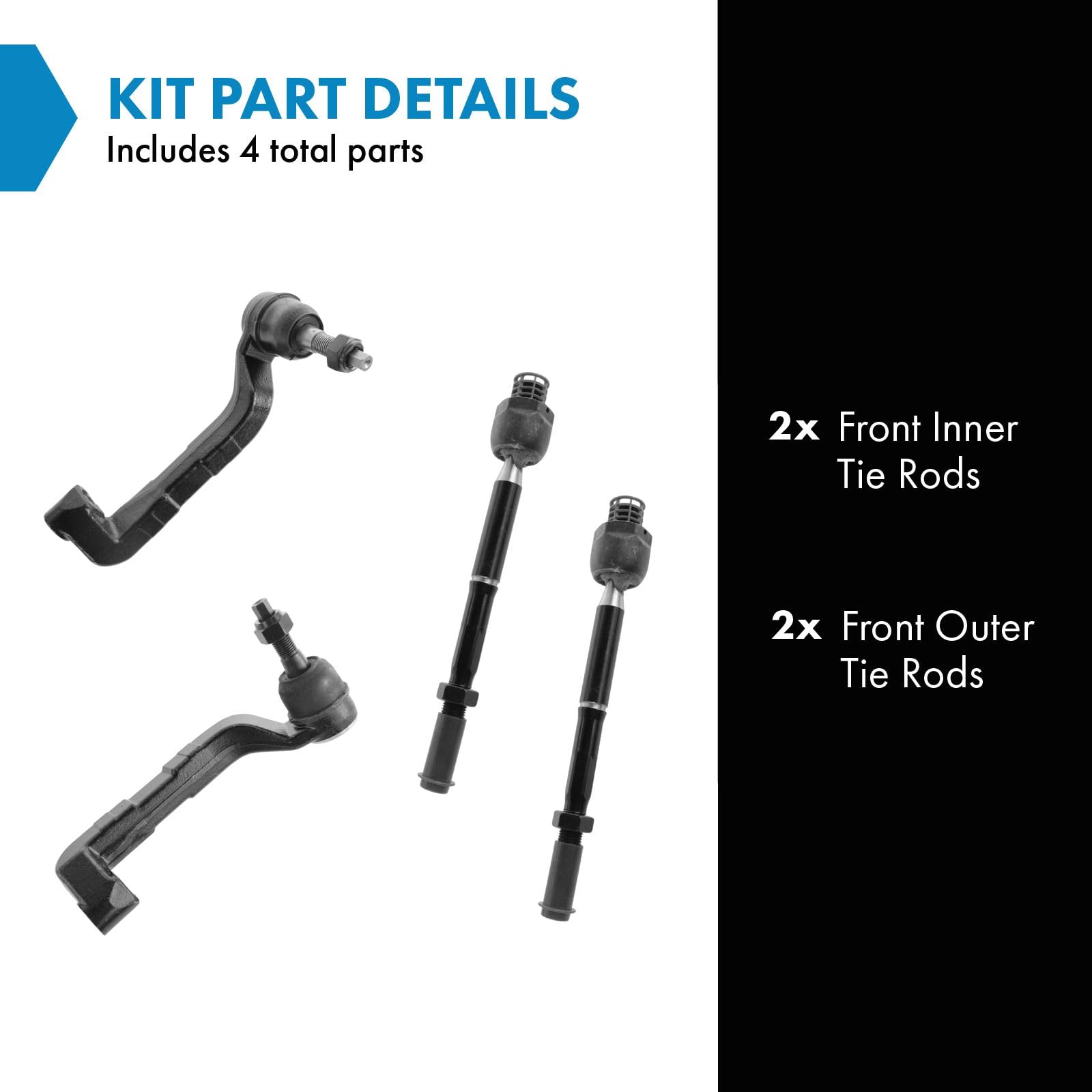 Trq Front Tie Rod Set Compatible With 2005-2010 Chrysler 300 2007-2010 Dodge Charger 2005-2008 Magnum