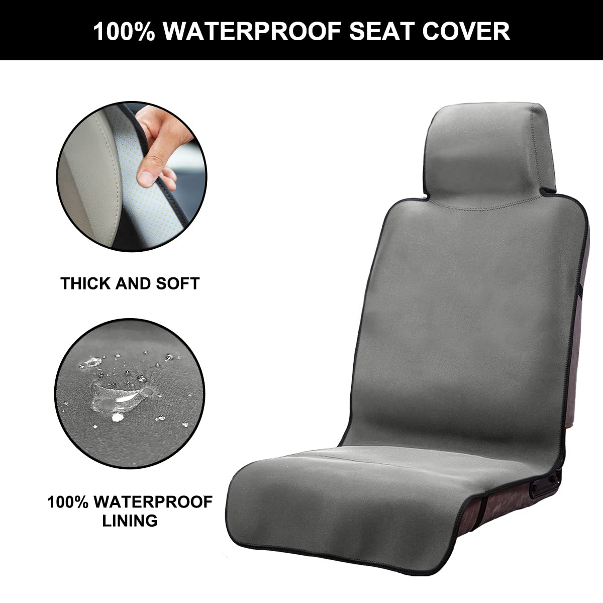 DREAMANIA Waterproof Seat Cover, Upgraded Neoprene Sweat Carseat Protector, Perfect for Universal Anti-Slip Car Truck SUV Seat,