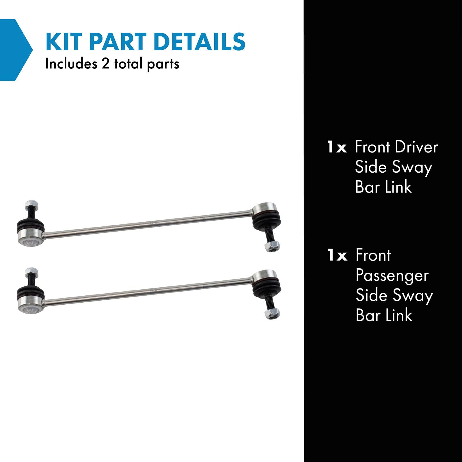 Trq Front Sway Bar Stabilizer Link Set Compatible With 2012-2019 Fiat 500