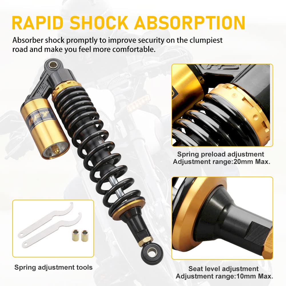 Newsmarts 2Pcs Adjustable 400Mm Motorcycle Air Shock Absorbers Universal Fit For Honda For Suzuki For Yamaha For Kawasaki Atv Go