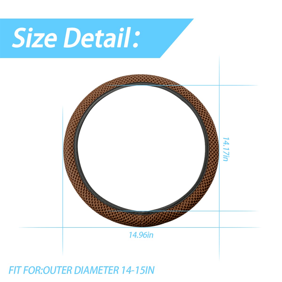 Elastic Stretch Steering Wheel Cover, Universal 15 Inch Car Steering Wheel Cover, Microfiber Breathable Ice Silk, Anti-Slip, Odo