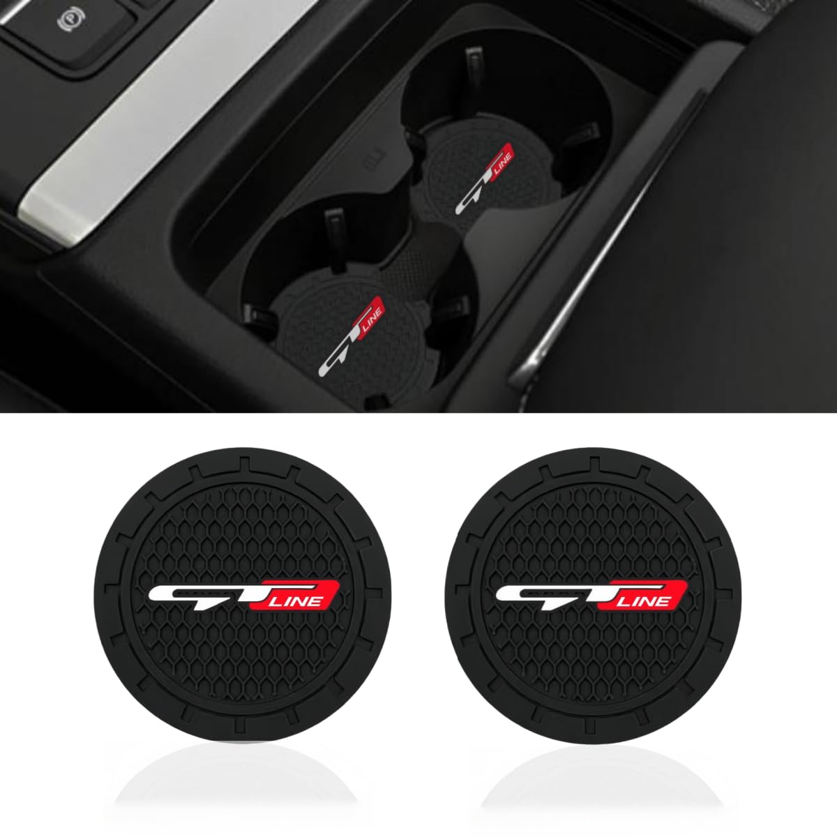 2 Pcs Black car Cup Holder Coaster Compatible with Jaguar XE XEL XF XFL XJ F-PACE F-Type 2.75 Inch Silicone Anti-Slip Fashion ca