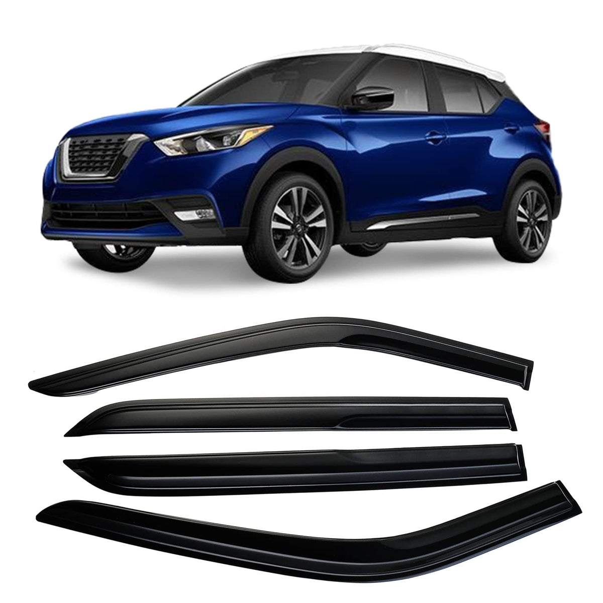 Arokzn Tape-On Window Visors Rain Guards Deflector Designed for Nissan Kicks 2018-2023 S SV SR