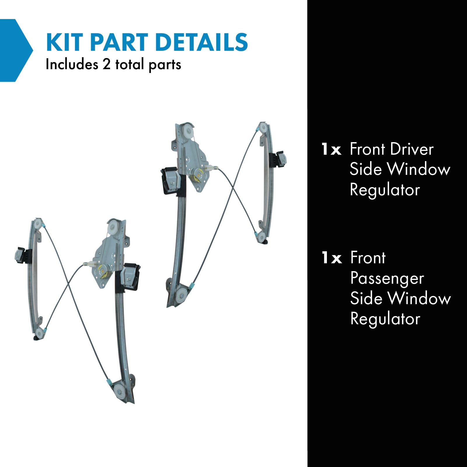 Trq Front Power Window Regulator Set Compatible With 2003-2007 Cadillac Cts