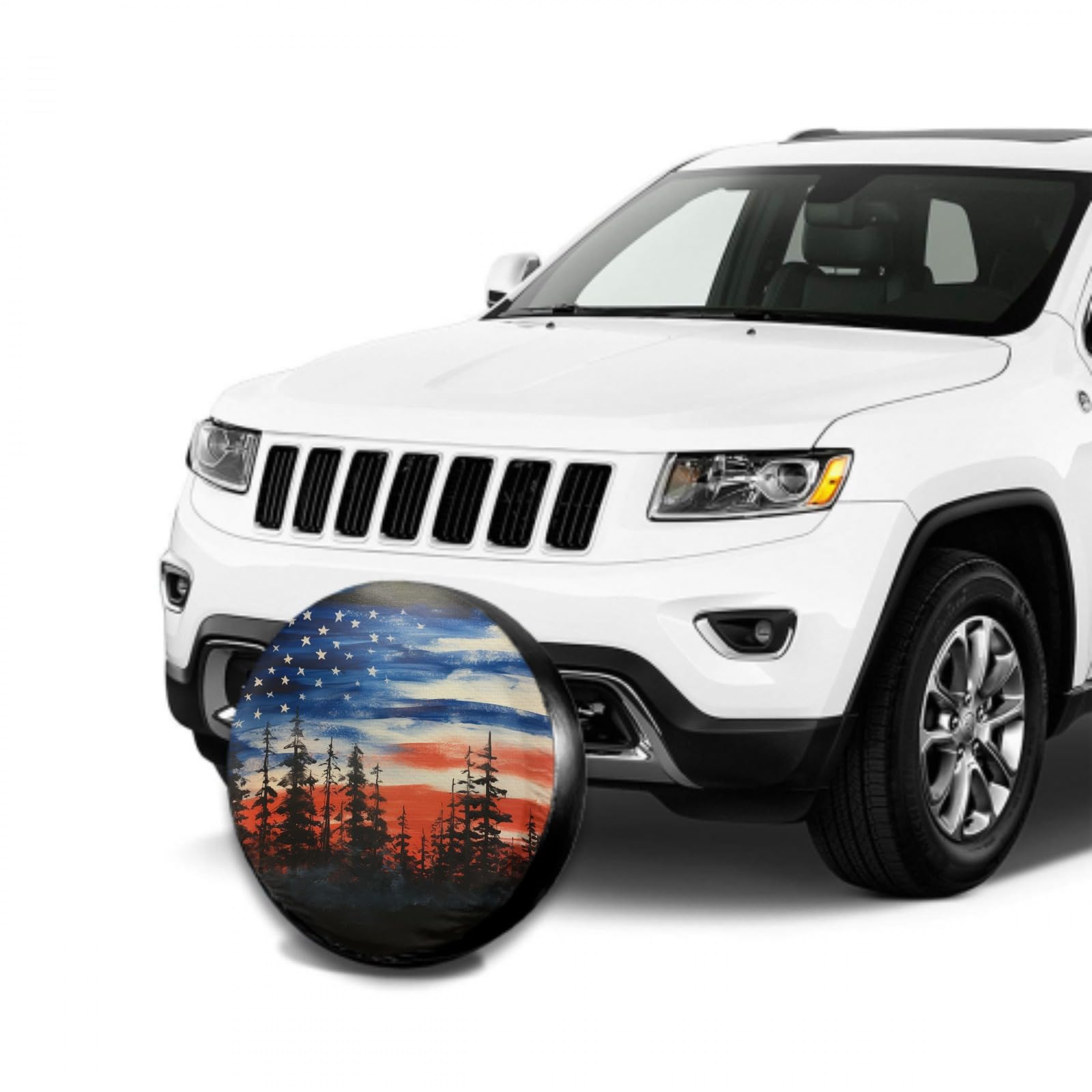 Spare Tire Cover American Flag Waterproof Dust-Proof Universal 14 Inch Wheel Protectors Camper Tire Cover Fit For Rv Trailer Tru