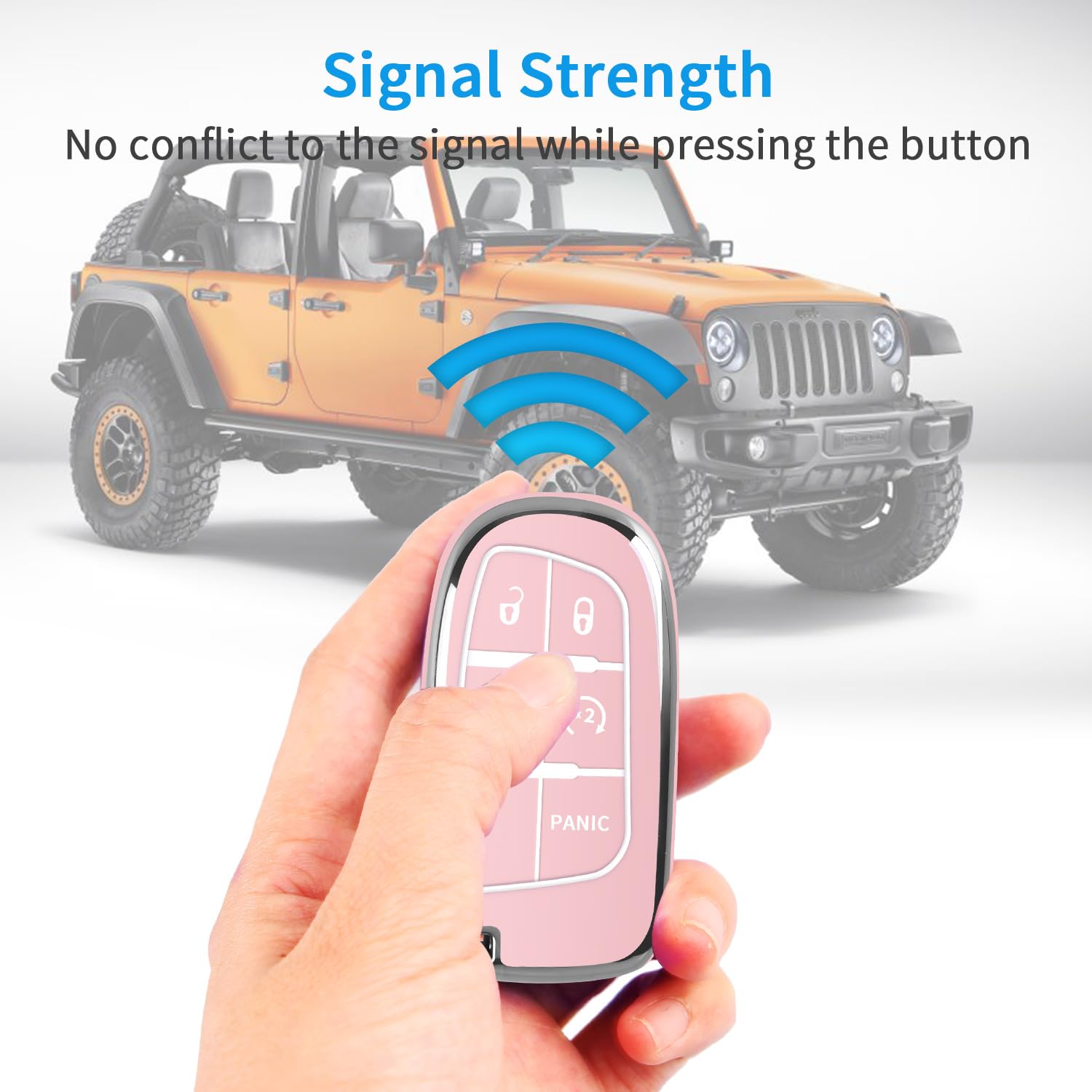 Qbuc For Jeep Key Fob Cover With Leather Keychain Tpu Protection Key Case Compatible With Grand Cherokee Renegade Smart Key (Pin