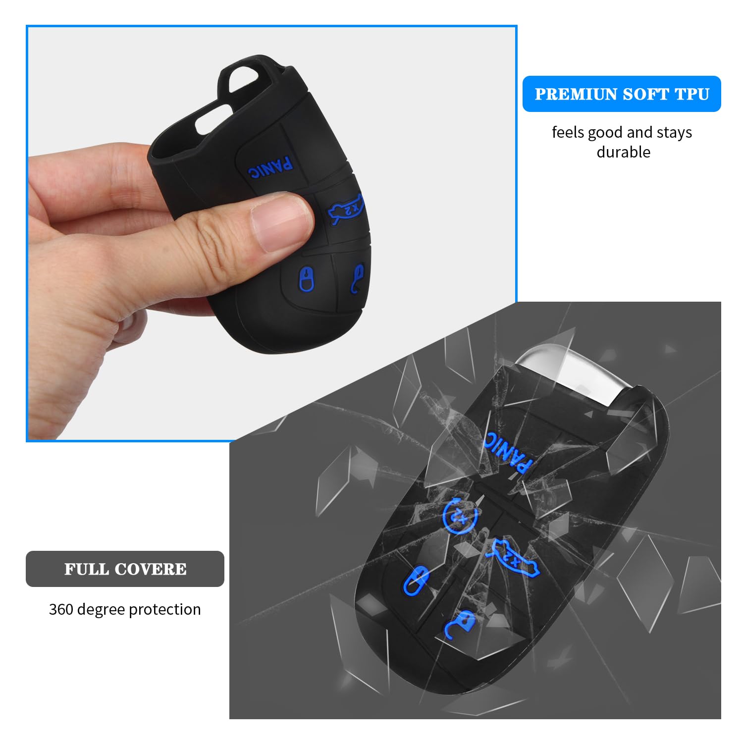 Qbuc For Dodge Key Fob 5 Button Key Fob Case Silicone Remote Key Case For Dodge For Jeep Grand Cherokee Key Fob Cover