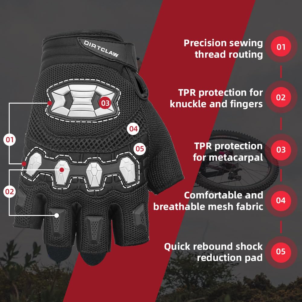 Seibertron Adult Dirtclaw Gloves - Motorcycle Motocross Sports Gloves For Ultimate Grip And Protection Black S