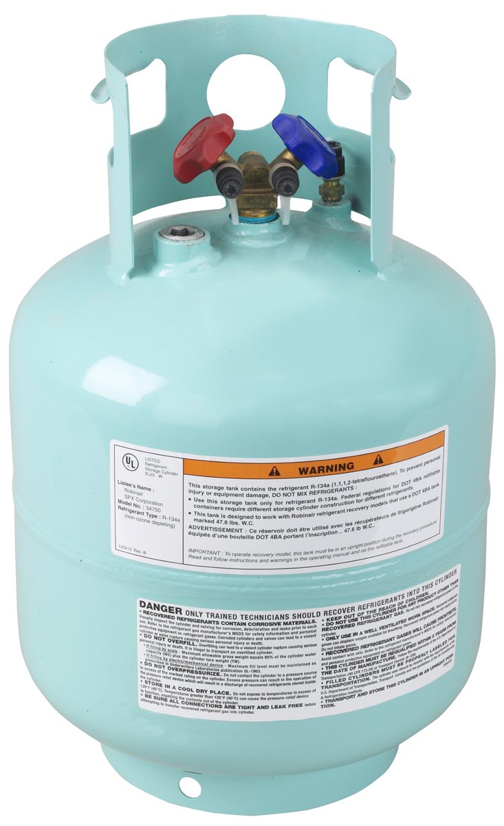 Robinair (34750) Empty Refrigerant Tank For 12134A, 34700, 34100 Series; Refrigerant Not Included