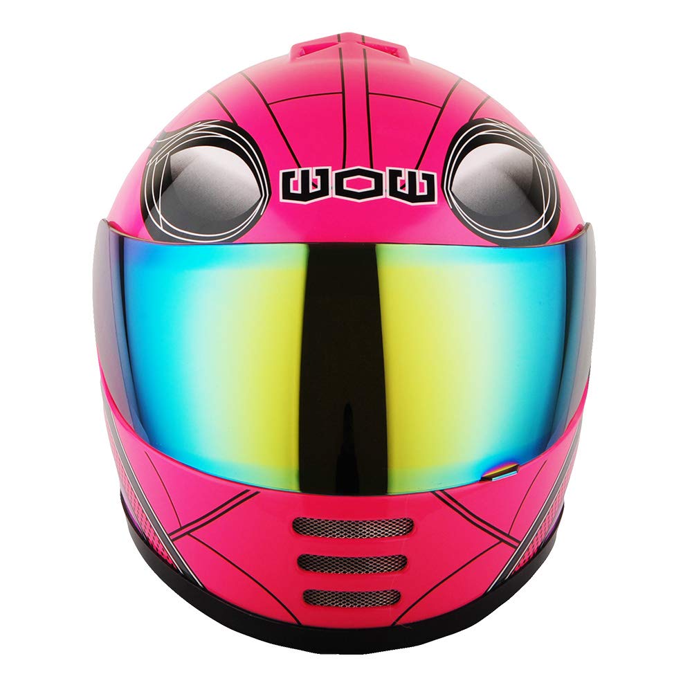 Wow Motorcycle Full Face Helmet Street Bike Bmx Mx Youth Kids Spider Pink