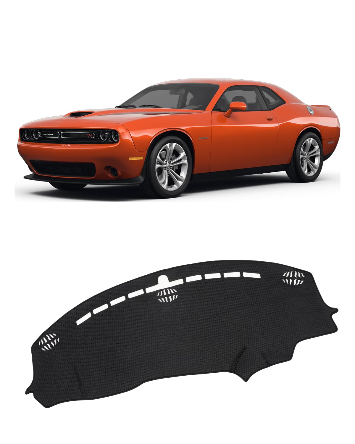 Fiilines Dash Cover For Dodge Challenger 2015-2024, Dashboard Mat Cover Challenger Accessories Sunshade Nonslip Mesh Protector N