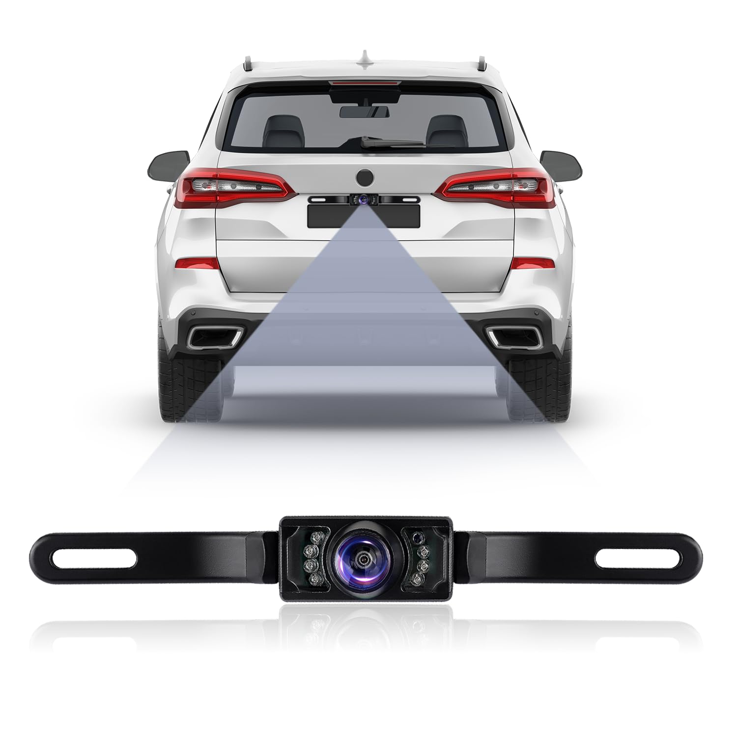 Backup Camera For Car With 8 Led - [Hd Night Vision] [Ip69 Waterproof] License Plate Camera For Safe Reverse - 170 Wide Angle Re