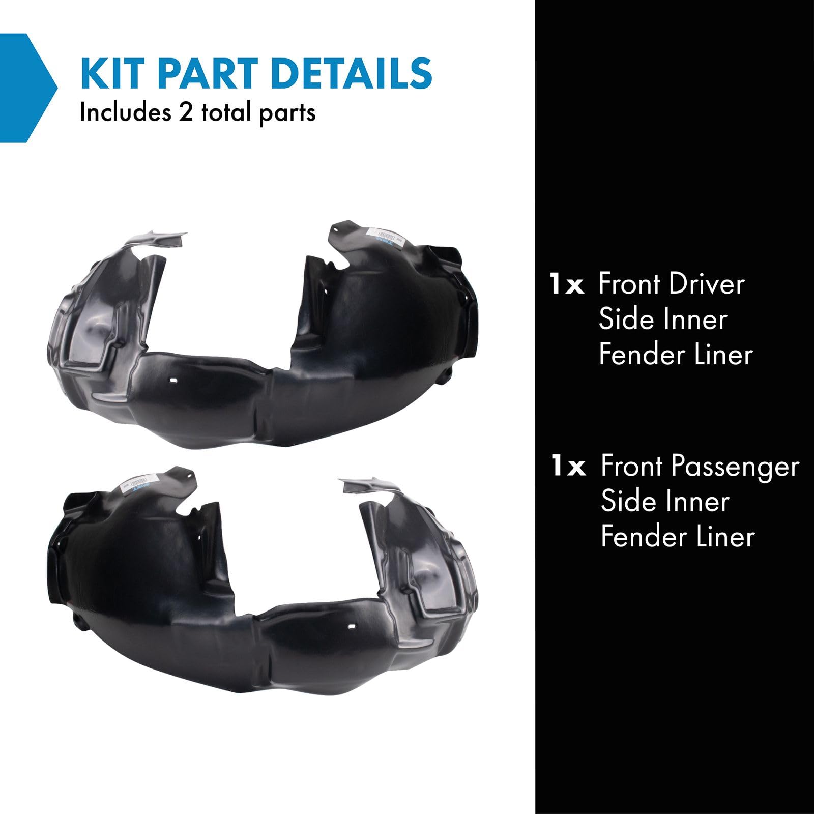 Trq Front Inner Fender Liner Set Compatible With 2008-2017 Audi A5 Quattro S5 Au1248123 Au1249123