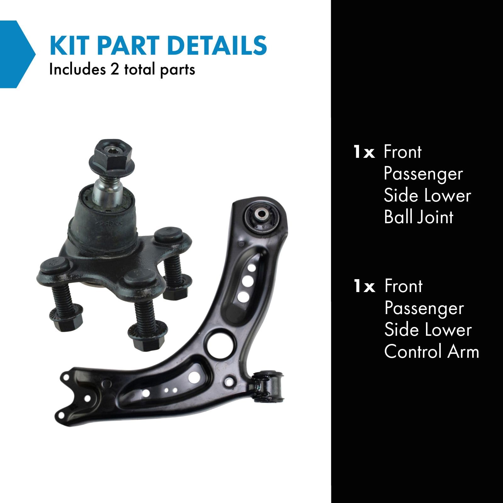 Trq Front Right Lower Control Arm With Ball Joint Set Passenger Side Compatible With 15-20 Audi 15-18 Volkswagen