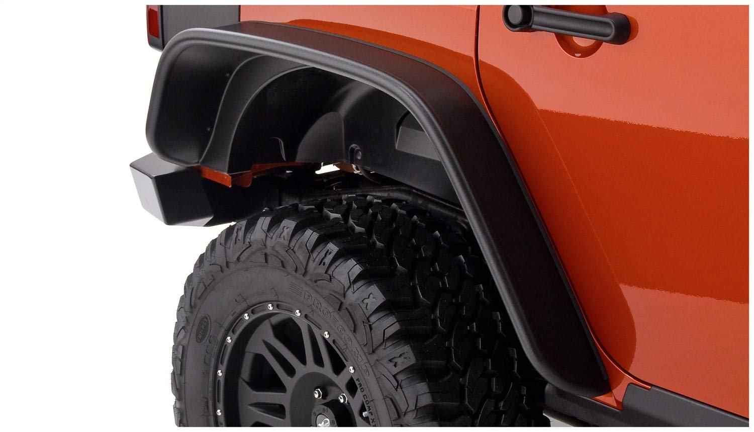 Bushwacker Jeep Flat Style Front & Rear Fender Flares | 4-Piece Set, Black, Textured Finish | 10918-07 | Fits 2007-2018 Jeep Wrangler Jk Unlimited 4-Door