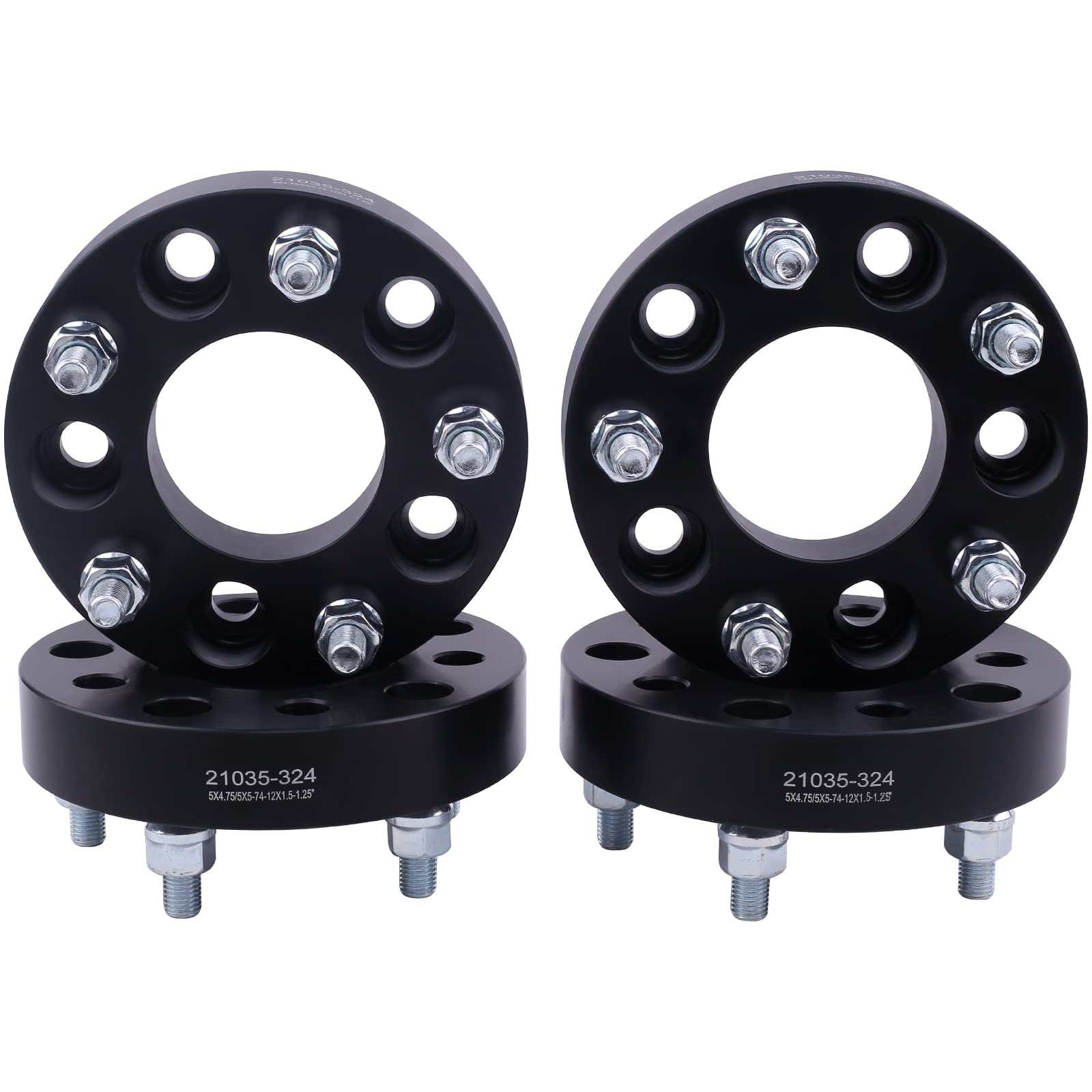 VLAOSCHI Black Forged 5x4.75 to 5x5 Wheel Adapters 1.25 Inch with 12x1.5 Studs Compatible with Chevy 5 Lug 5x120.65 to 5x127 Ada
